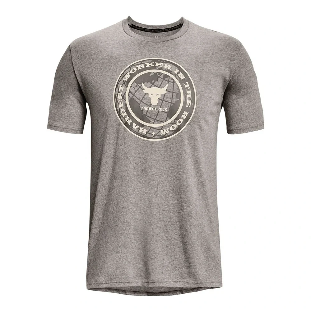 *Sold*
Under Armour Project Rock Men’s Gray Graphic T shirt M “Hardest Worker” - Picture 1 of 10